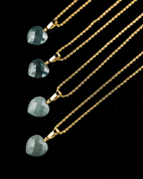 Micro Diamond Cut Heart Jade Pendant