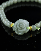 Rose Beaded Green Jade Bracelet