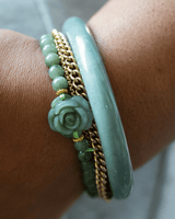 Rose Beaded Green Jade Bracelet