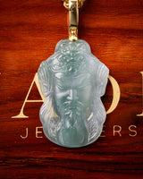 Guan Yu Head Blue Water Jade Pendant