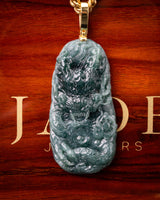 Fierce Dragon Blue Water Jade Pendant