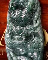 Fierce Dragon Blue Water Jade Pendant