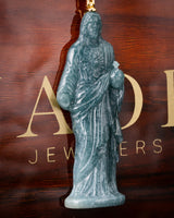Standing Jesus Blue Water Jade Pendant