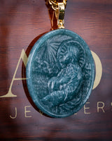 Praying Jesus Blue Water Jade Pendant