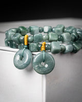 Cube Beaded Donut Jade Bracelet