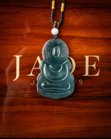 Icy Blue Water Meditating Buddha Jade Pendant