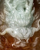 Red/White Dragon Shield Jade Pendant