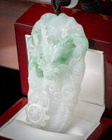 White/Green Flying Dragon Two-Toned Jade Pendant