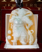 Red/White Guan gong Jade Pendant