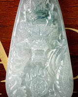 Blue/White Fierce Storm Dragon Jade Pendant