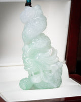 Green/White Dragon Pillar Jade Pendant