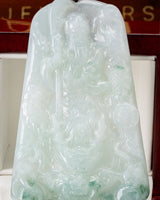 Blue/White Guan Gong Dragon Jade Pendant
