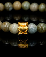 Gold Heart Ring Green Beaded Jade Bracelet