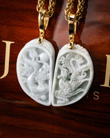 Dragon/Phoenix Split Heart Jade Couples Pendant