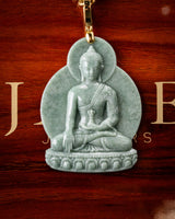 Meditating Buddha Green Jade Pendant