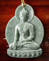 Meditating Buddha Green Jade Pendant