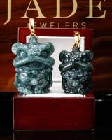 Lion Dancer 3D Blue Water Jade Pendant
