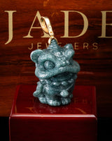 Lion Dancer 3D Blue Water Jade Pendant