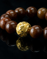 Gold Lucky Coin Ball Charm Large Red Beaded Jade Bracelet