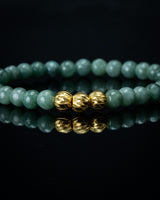 Golden Trio Charm Small Green Beaded Jade Bracelet