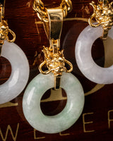 Micro Golden Dragon Head Donut Jade Pendant