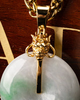Golden Dragon Head Jade Disk Pendant