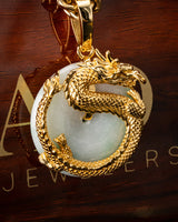 Golden Dragon Grip Disk Jade Pendant