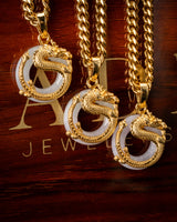 Micro Golden Dragon Grip Donut Jade Pendant