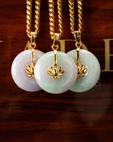 Golden Lotus Donut Jade Pendant