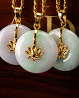 Golden Lotus Donut Jade Pendant