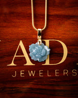 Micro Peony Blue Water Jade Pendant