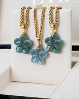 Micro Plumeria Flower Jade Pendant