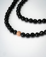 Golden Charm Beaded Diamond Cut Black Jade Necklace