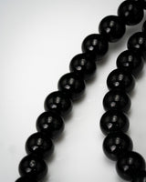 Gold Charm Black Beaded Jade Necklace