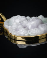 Gold Wrap Lucky Coin Buddha White Jade Pendants