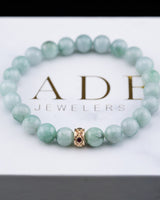 Rare Green and White Jade Beaded Bracelet