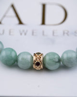 Rare Green and White Jade Beaded Bracelet