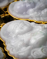 Gold Wrap Lucky Coin Buddha White Jade Pendants