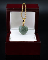 Micro Diamond Cut Heart Jade Pendant