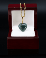 Micro Diamond Cut Heart Jade Pendant