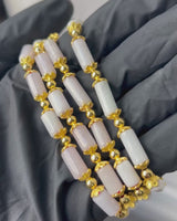 Golden Pillar Bead Jade Bracelet