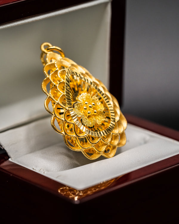 Gold - Solid 24k Flower Pendant