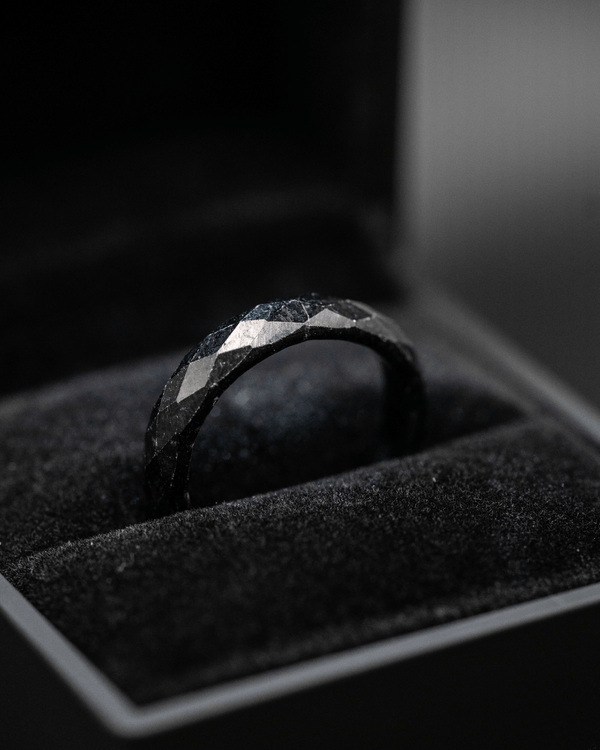 Ring - Diamond Cut Black Jade