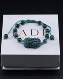 Blue Jade Bead Pixiu Rope Bracelet