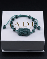 Blue Jade Bead Pixiu Rope Bracelet