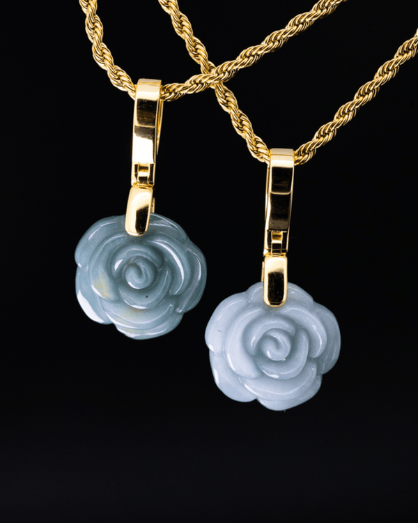 Micro Rose Blue Water Jade Pendant