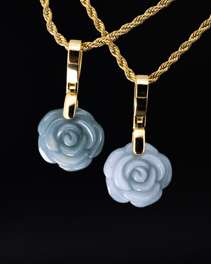 Micro Rose Blue Water Jade Pendant