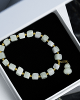 Cube Beaded Gong Jade Bracelet