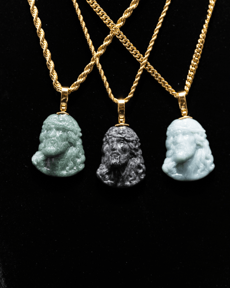 Micro Jesus Head Jade Pendant