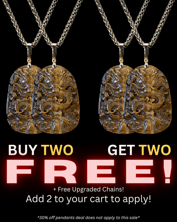 Dragon Flying Over 4 Seas Tiger Eye Pendant